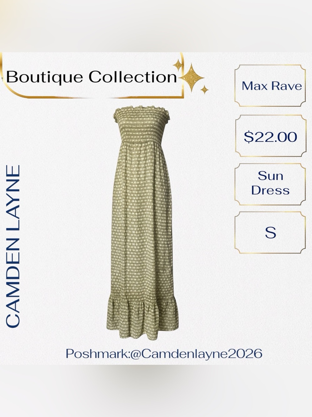 Max Rave Olive Green Strapless Smocked Maxi Dress - Picture 4 of 8
